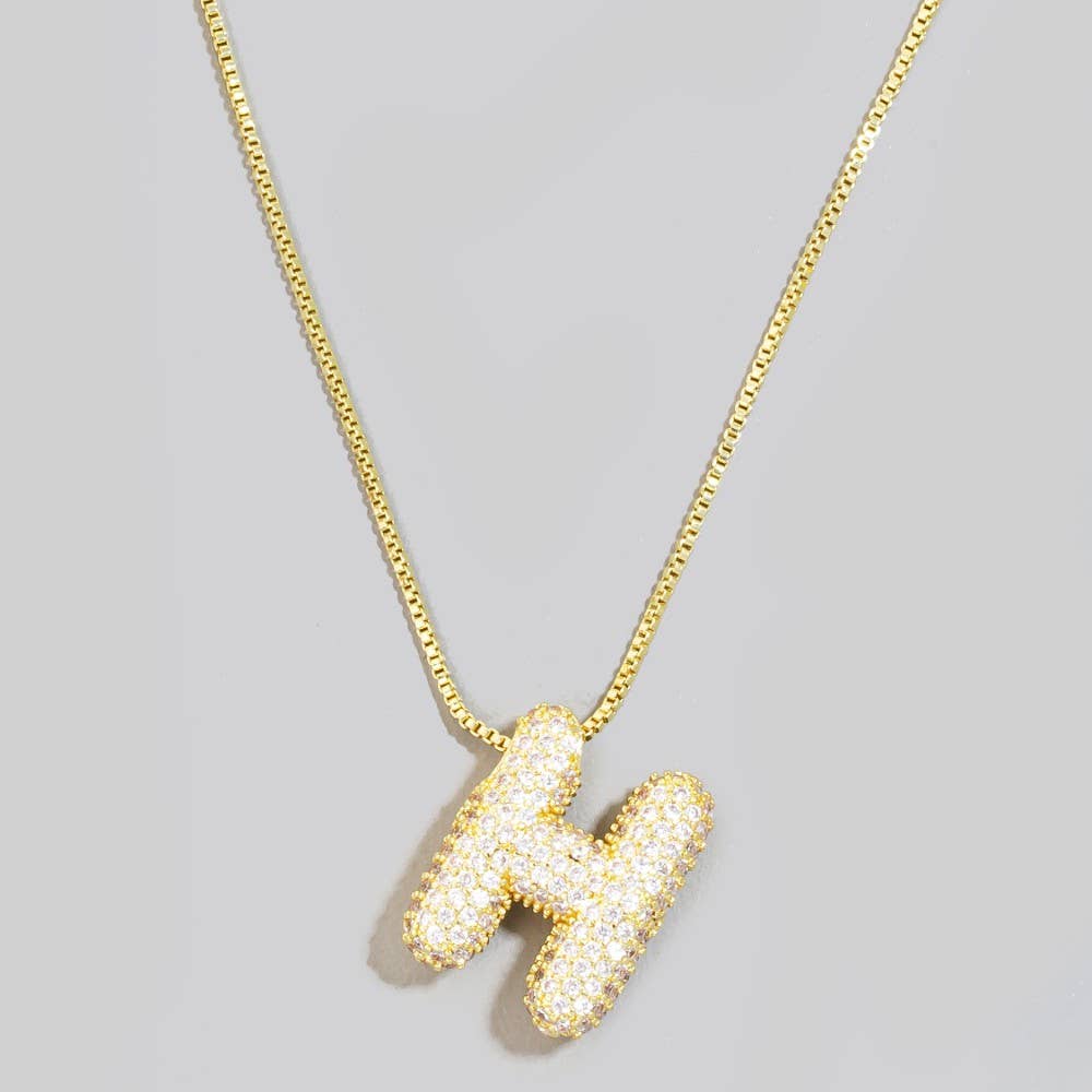 The Looks by Fame Accessories - Venta al por mayor Collares con colgantes/abalorios - Collar con colgante inicial de burbuja pavé9