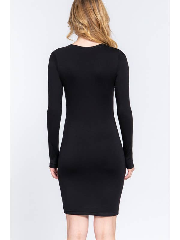 Active Basic | Active USA - Wholesale Dress - Women's - Long Sleeve Crew Neck 2 Ply Rayon Jersey Mini Dress12