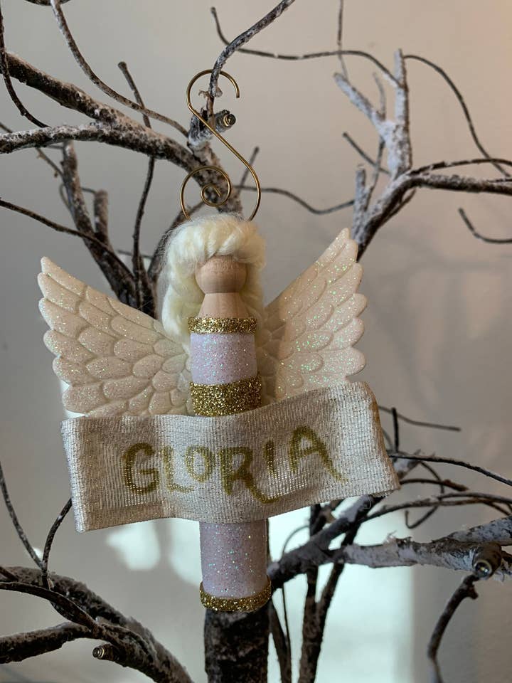 Nativity Gloria Angel Wooden Doll Ornament for wholesale by Our Saint Family