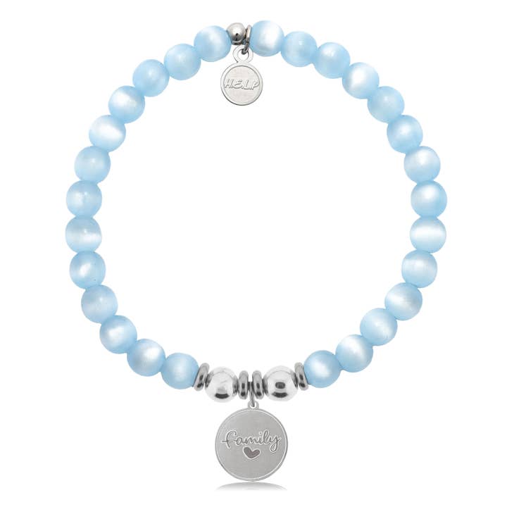 Charme Familiar com Pulseira de Caridade Selenito Azul por atacado de H.E.L.P