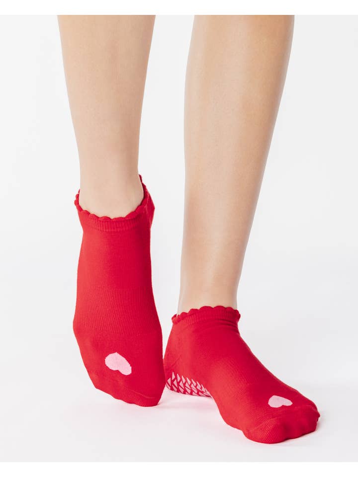 Pointe Studio - Wholesale Socks - Women's - Women's Love Full Foot Grip Sock– No Slip Cotton Blend for Pilates & Barre