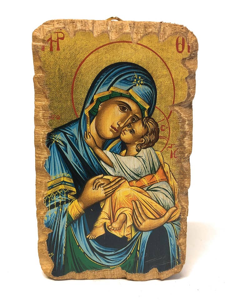 Icon Madonna of Tenderness wood cm. 12x7 for wholesale by Costa Articoli Religiosi