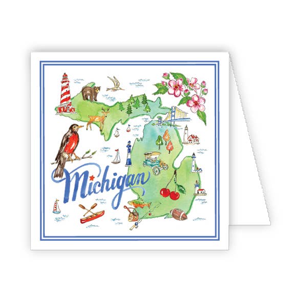 Tarjeta de caja de iconos pintados a mano de Michigan para venta al por mayor de RosanneBeck Collections