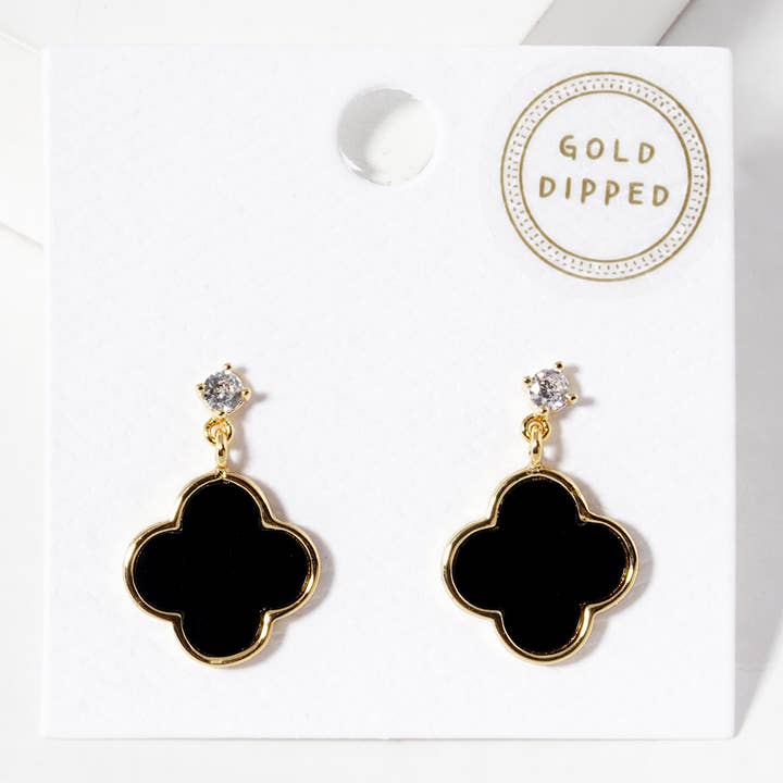 Fashion City - Wholesale Dangle Earrings - Gold-Dipped Clover Post Earrings4