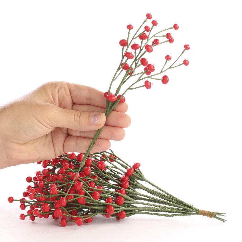 Factory Direct Craft - Venta al por mayor Decoración navideña - Paquete de 10 mini ramitas de bayas silvestres rojas de 9" resistentes a la intemperie2