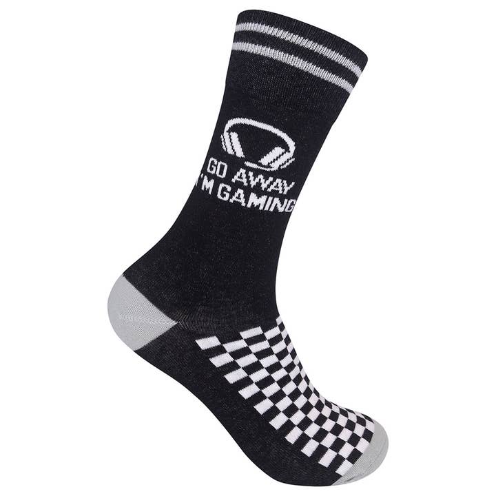 Funatic - About Face Designs - Nice Enough Merch Co - Wholesale Socks - Unisex - Go Away I'm Gaming Socks | Snarky | Funny Unisex | Funatic