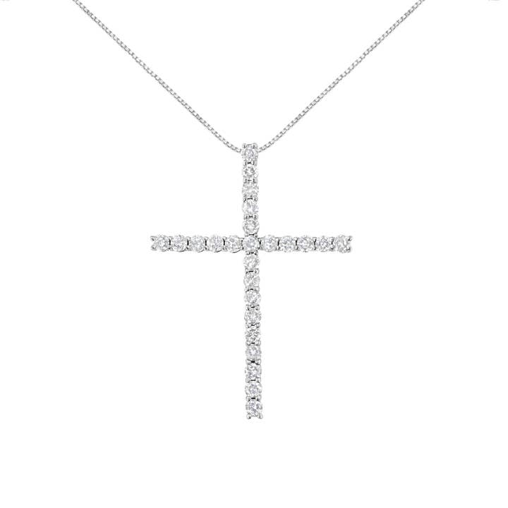 Collier pendentif croix diamant 2,0 carats en argent sterling pour la vente par Infinite Jewels