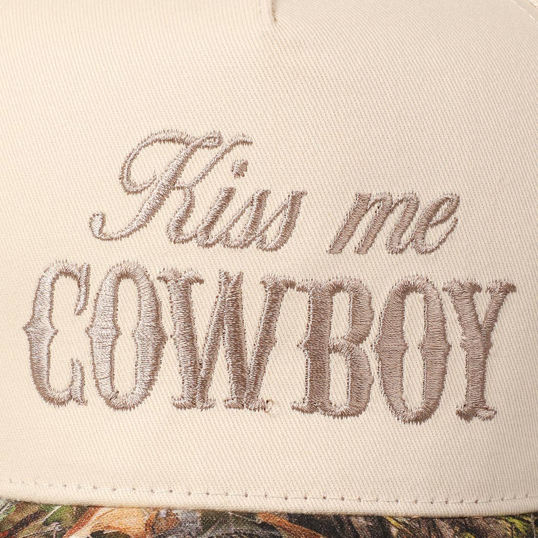 Fashion City - Wholesale Baseball Cap - Unisex - Kiss Me Cowboy Embroidery Two-Tone Cap1