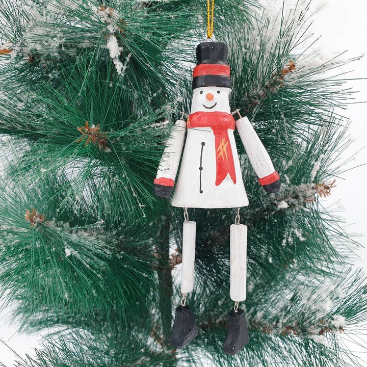 adornos navideños de madera muñeco de nieve redondo Pino marioneta para venta al por mayor de FERN