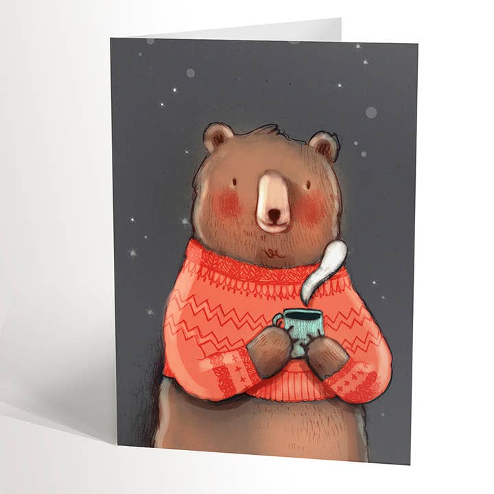BEAR IN A SWEATER Card for wholesale by Valérie Boivin illustration
