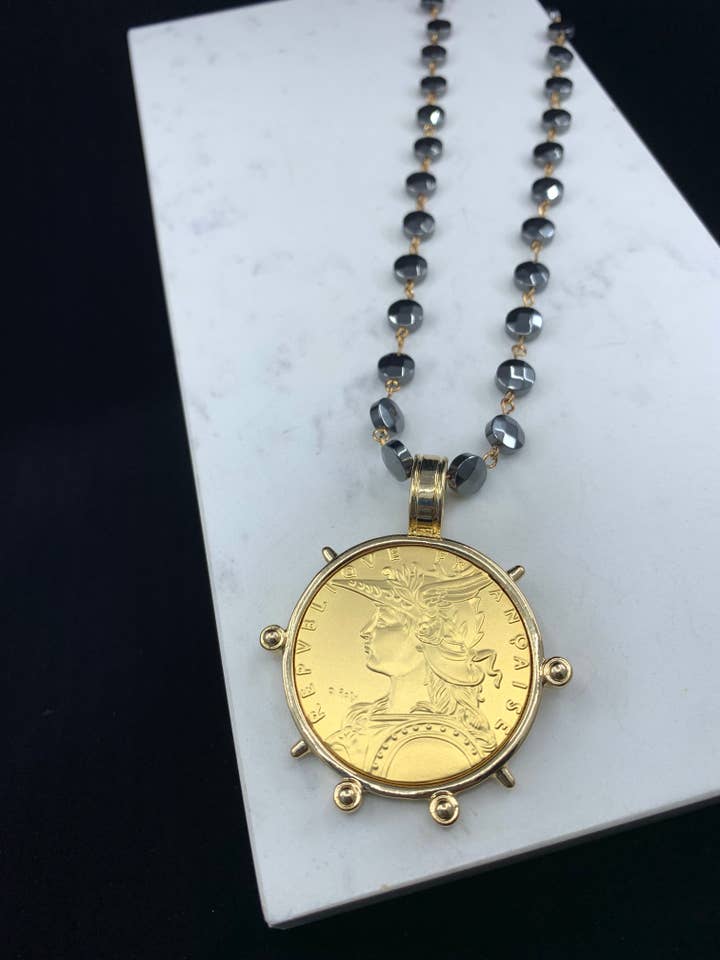 Charlene French Madagascar Coin Pendant Necklace for wholesale by BMR