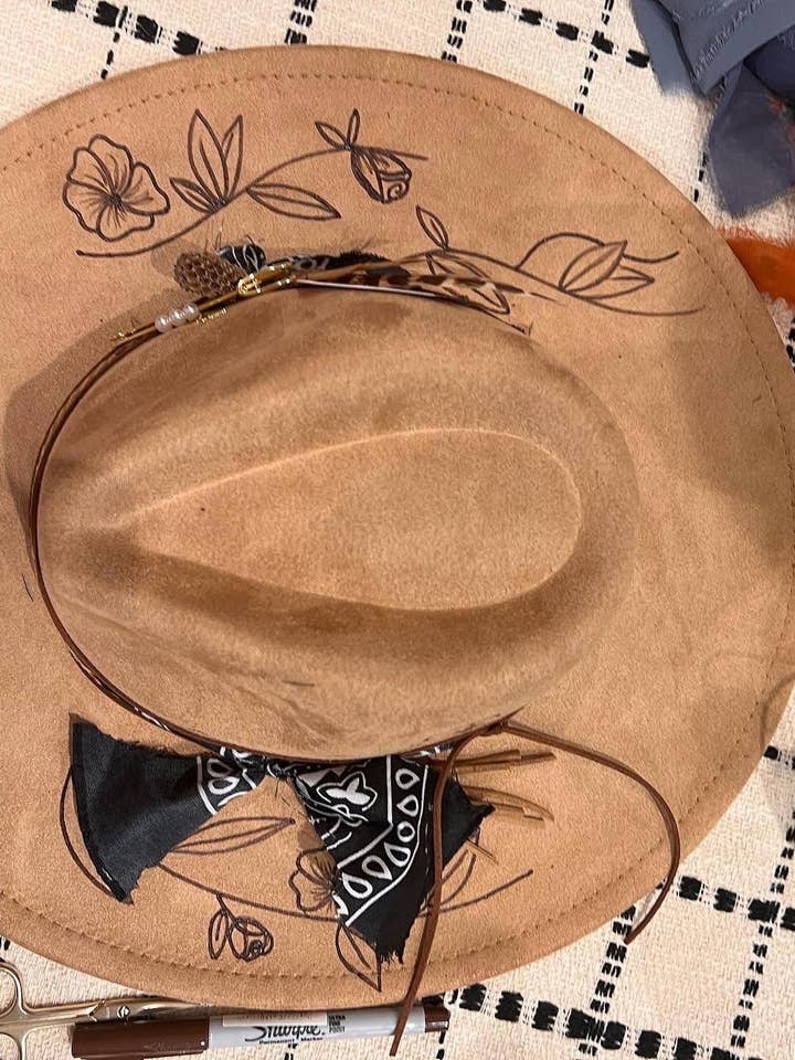 Wildflower and Vines Brim with Black Bandana Hat Kit for wholesale by Krew Designs