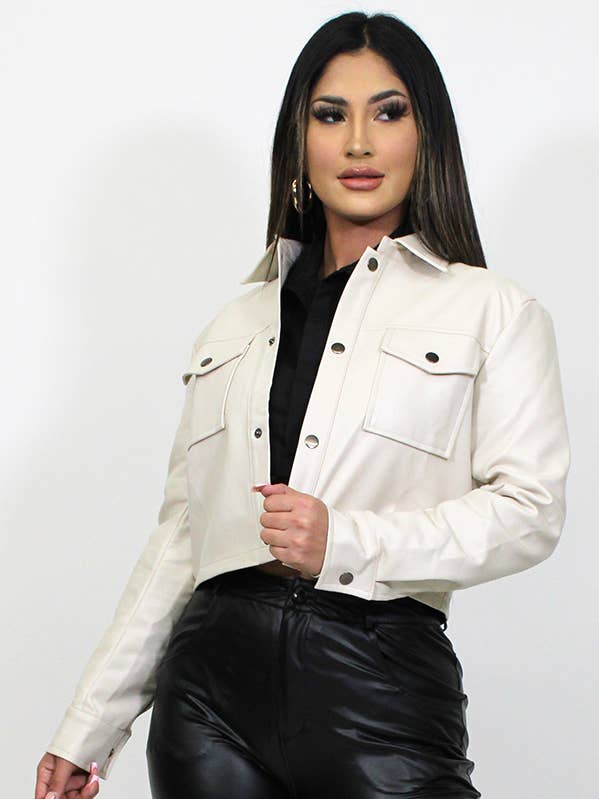 JAQUETA DE MANGA COMPRIDA DE COURO PU J3000 por atacado de Junie