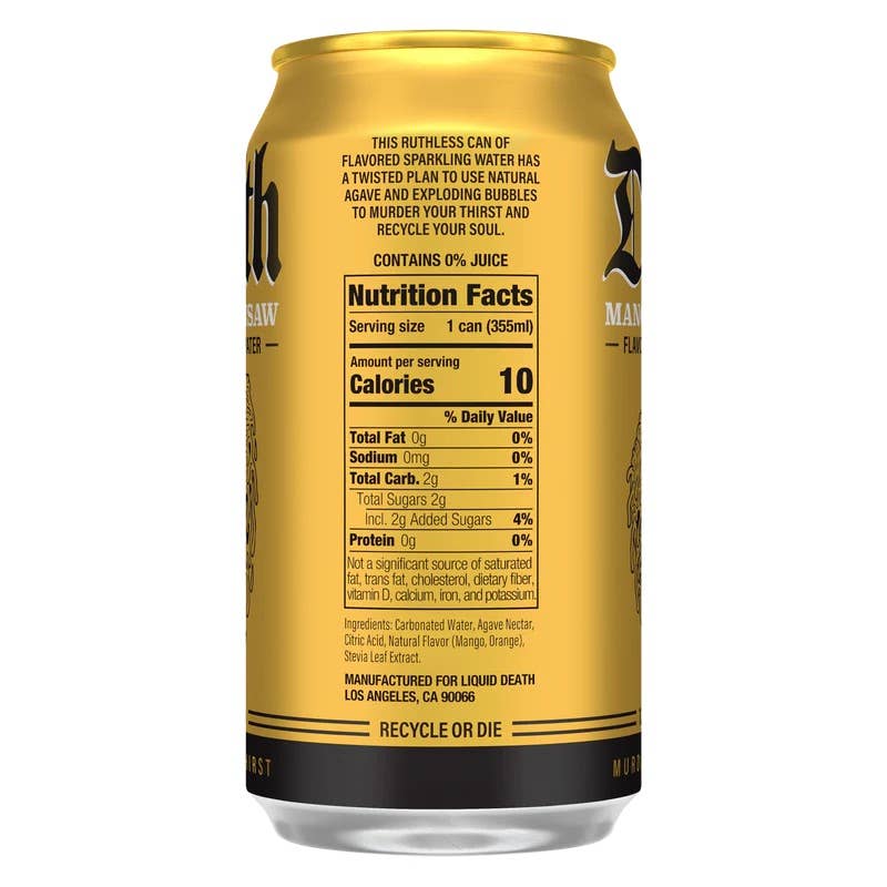 Grandpa Joe's Candy Shop - Wholesale Sparkling Water - Liquid Death Mango Chainsaw Sparkling Water 12oz, 6ct1
