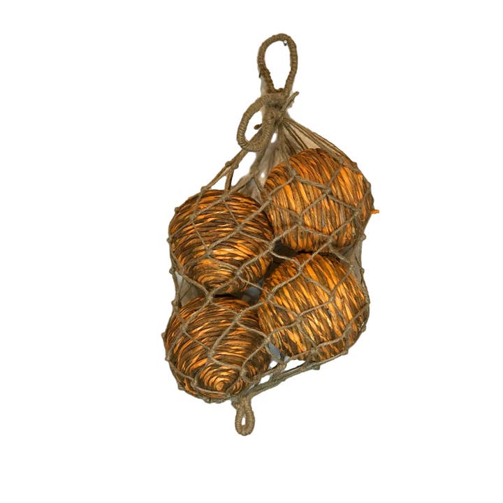 4 Shola Rope Ball - Tangerine In Jute Bag for wholesale by Wilco Home