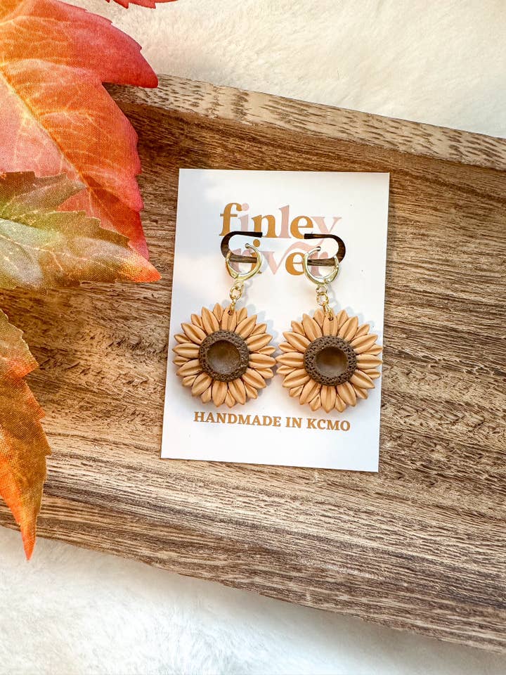 Sunflower Dangles 2025 | Fall | Clay Earrings for wholesale by Finley River | Trendy Polymer Clay Earrings | Hypoallergenic