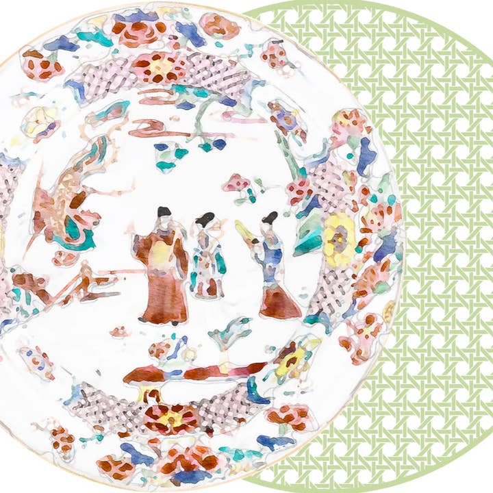 RUND TVÅSIDIG TRÄDGÅRD MED LIMEGRÖN SOCKERRÖR UNDERLÄGG för wholesale av Holly Stuart Home