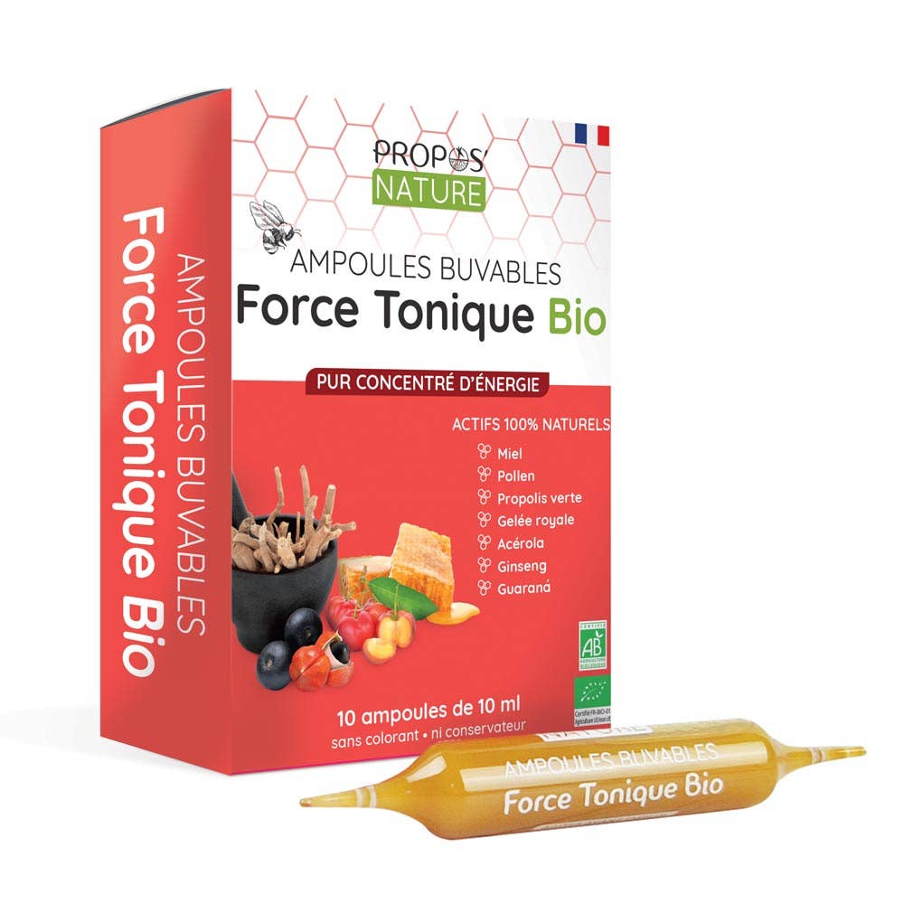 Propos'Nature - Wholesale Oral Supplement/Vitamin - Organic Tonic Force - Tone, Energy - 10 Ampoules X 10ml1