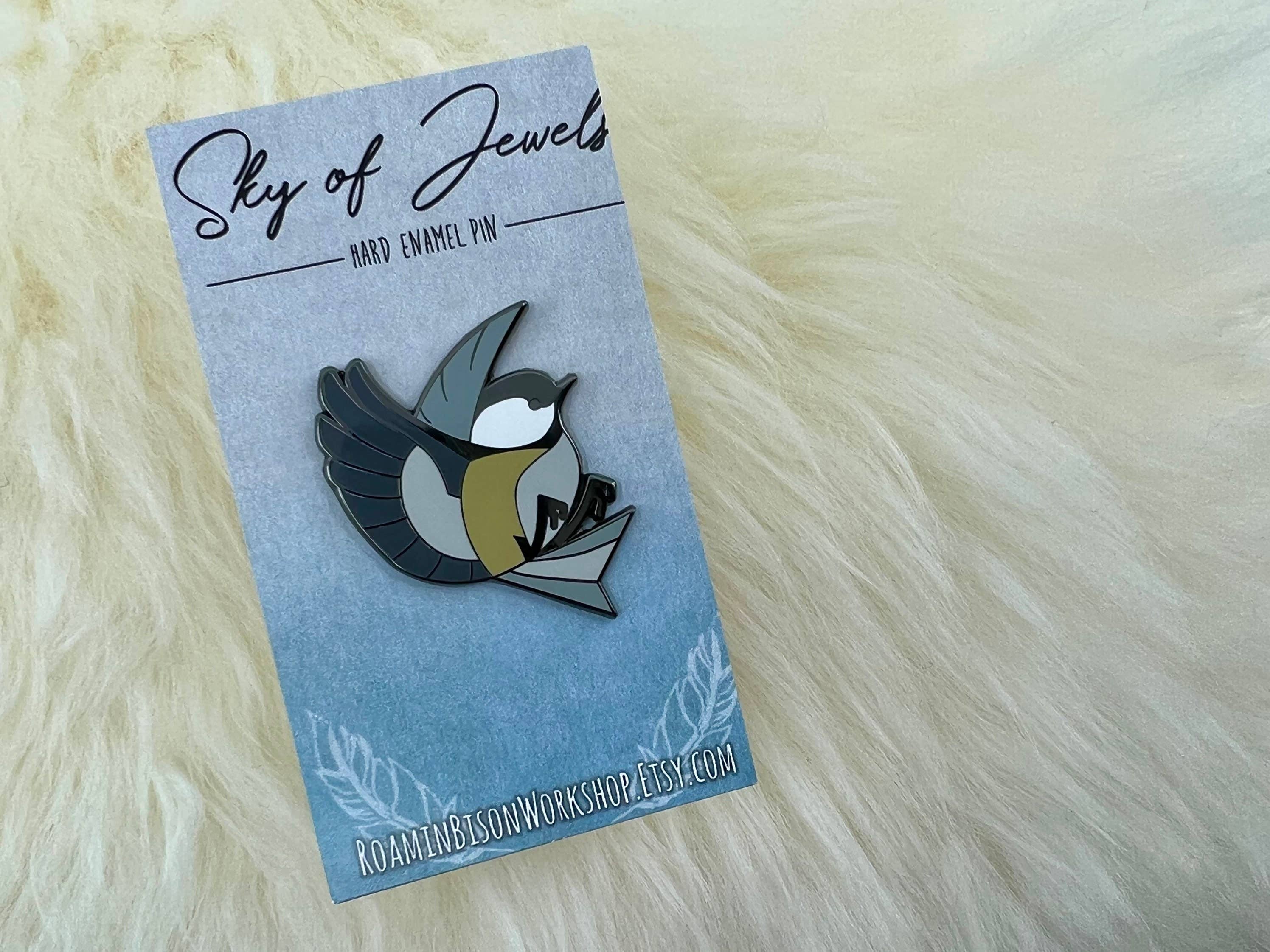 Roamin' Bison Workshop - Wholesale Lapel Pin/Button - Chickadee Hard Enamel Pin | Chickadee Pin | Bird Pin | Art D1