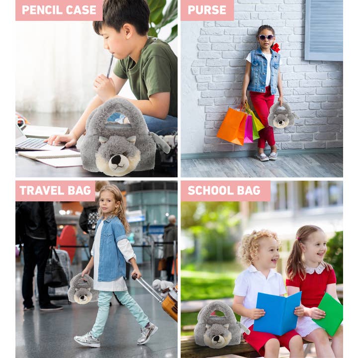 Cota Global - Wholesale Stuffed/Plush Toy - Kids & Baby - Super-Soft Plush Hand Bag - Wolf2