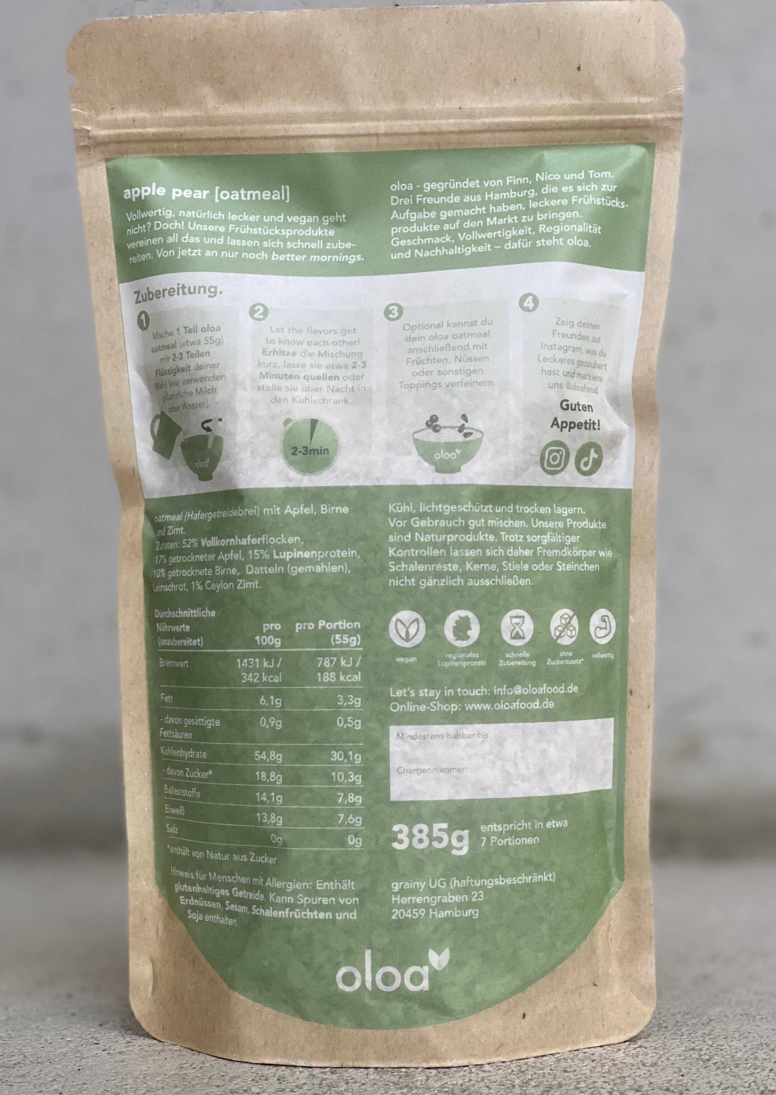 oloa - Wholesale Oats - oloa® oatmeal apple pear1