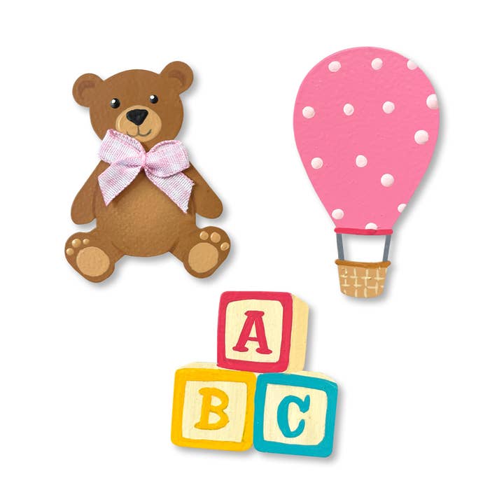 Baby Girl Magnets S/3, Baby Shower Gift for wholesale by Roeda Studio