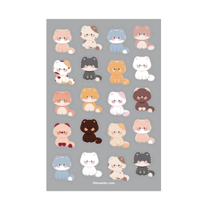 Meowashi Studio - Wholesale Sticker - Chubby Cats Vinyl Sticker Sheet