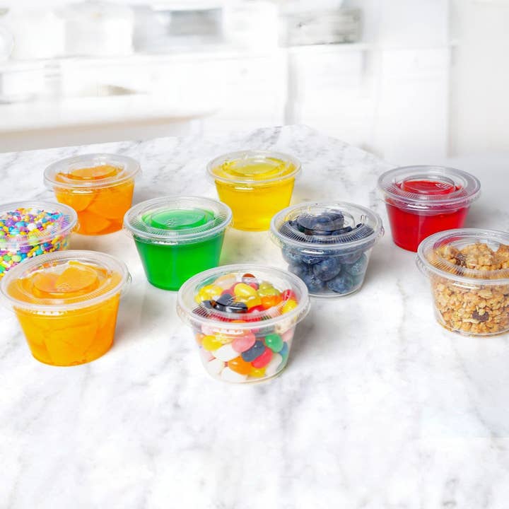 Zulay Kitchen - Wholesale Food Storage Container - Clear Jello Shot Cups with Lids - Plastic Portion Cup