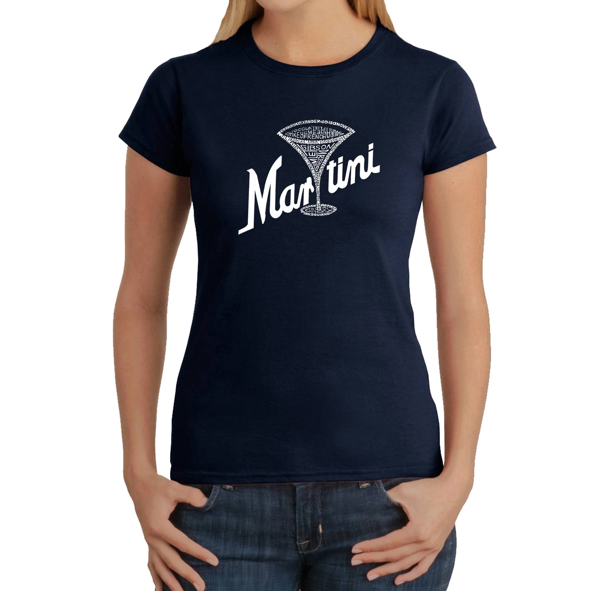 LA Pop Art - Wholesale Screen Printed T-Shirt - Women's - LA Pop Art Women's Word Art T-Shirt - Martini2