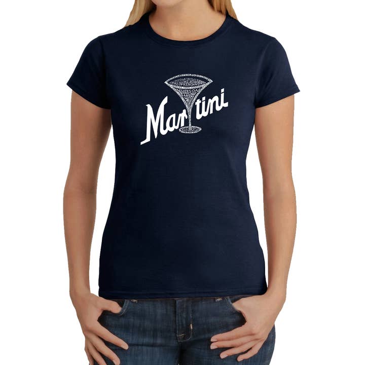 LA Pop Art - Wholesale Screen Printed T-Shirt - Women's - LA Pop Art Women's Word Art T-Shirt - Martini2