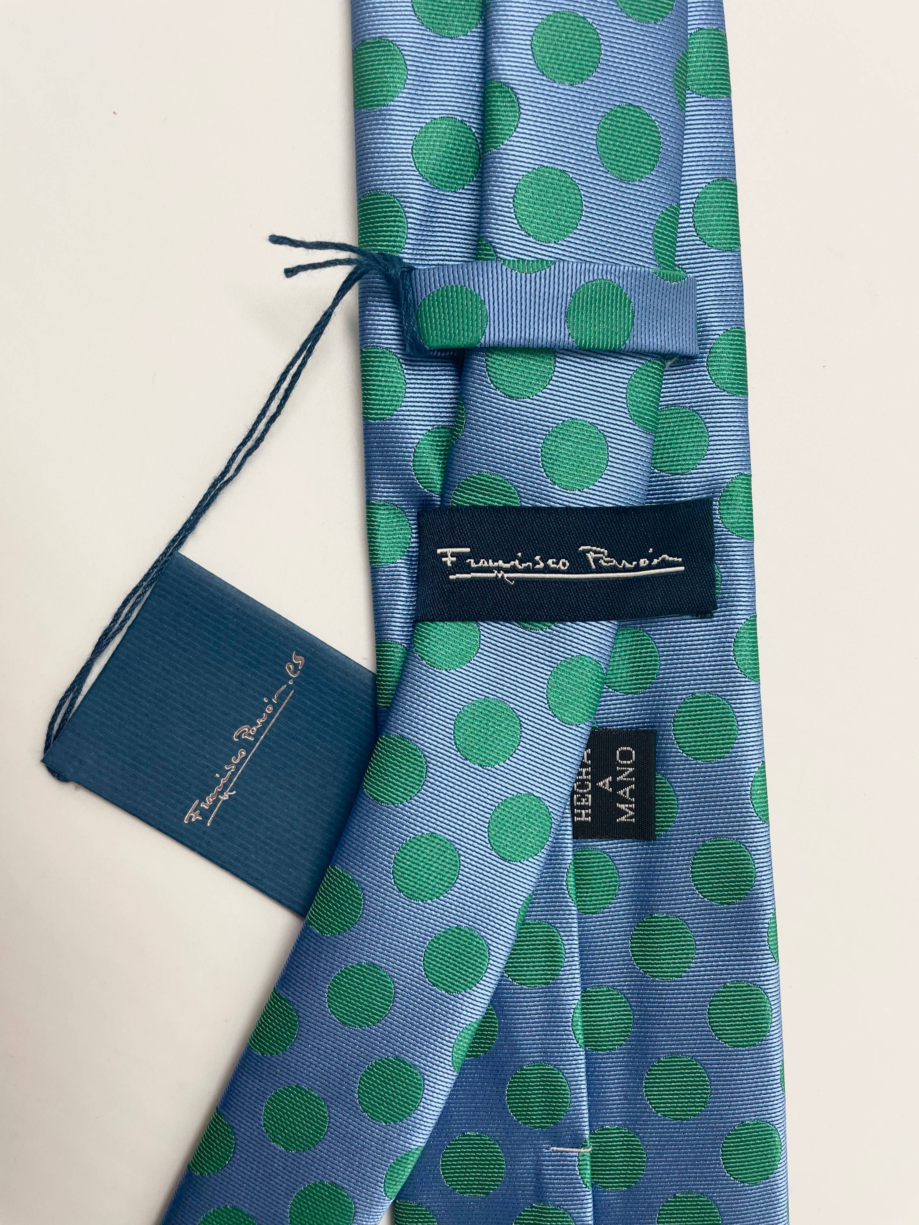 Blau Blaue Krawatte mit grünen Tupfen für Anzug für den Großhandel auf Faire2