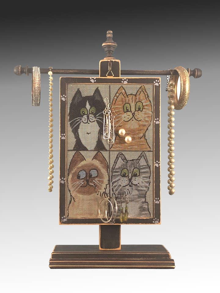 Porte-Boucle d'oreille classique - Chats pour la vente par Earring Holder Gallery
