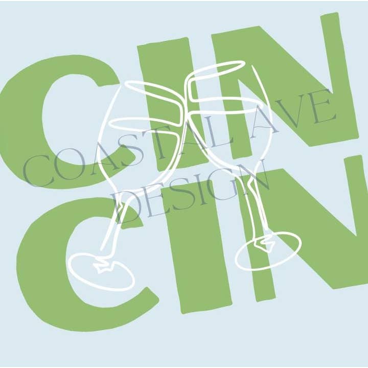 Coastal Ave. Design - Wholesale Art Print - Cin Cin Print; Cheers Print, Bar Cart Wall Art Poster1