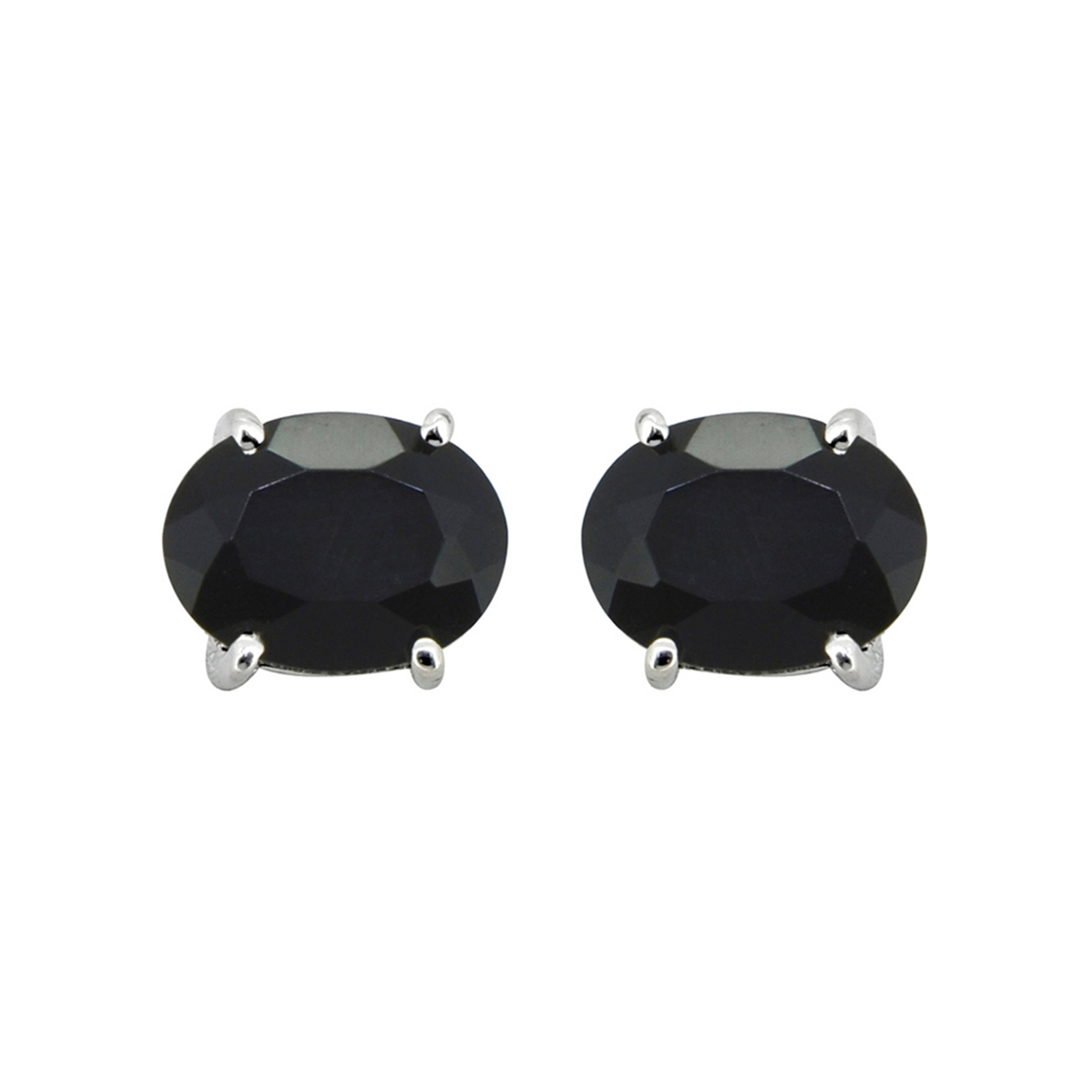 Tiramisu - Wholesale Stud/Post Earrings - 925 Sterling Silver Black Onyx Gemstone Stud Earring0