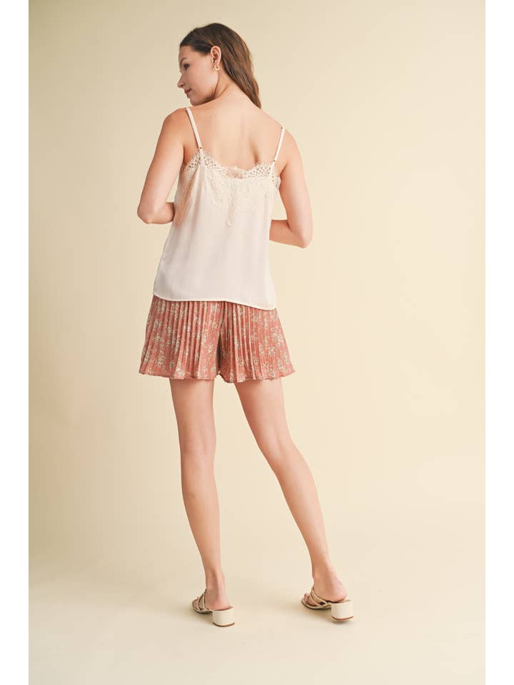 CHAMPAGNE SATIN CAMI WITH LACE TRIM DETAIL / WL23-8368 for wholesale on Faire3