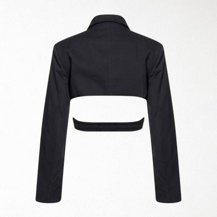 London Atelier Byproduct – wholesale Blazer – Women's – Reworked Black Blazer With Wrap Detail And Cut Out Back3