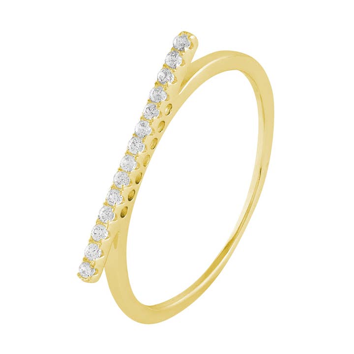 Gold-plated silver ring with zircons in a row for wholesale by Itemporality