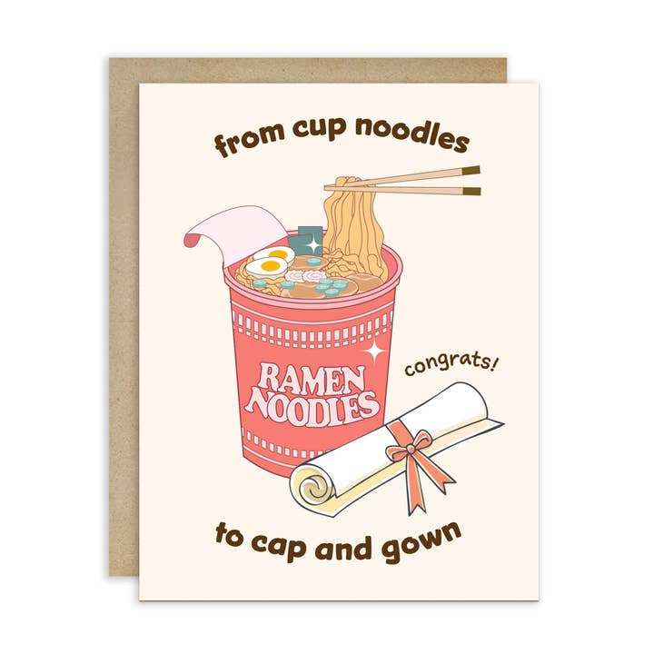 Ramen Graduation Card | Funny Instant Noodles Cup Congrats for wholesale by Cute Asian Cards