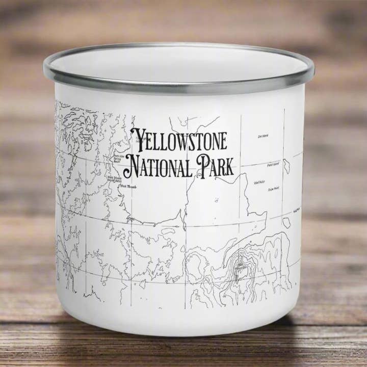 Caneca de Campismo Durável com Esmalte Topográfico do Parque Nacional de Yellowstone por atacado de Parks Apparel