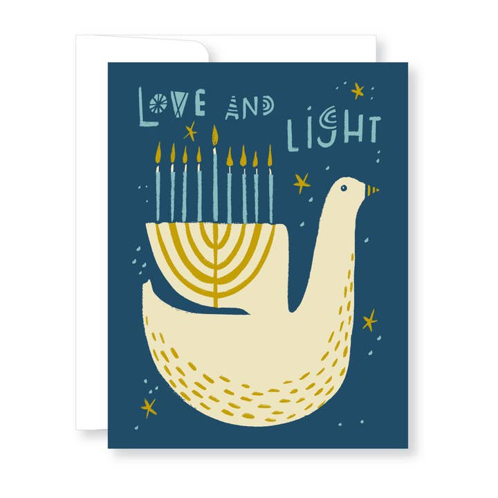 Menorah with Dove Hanukkah Greeting Card for wholesale by GreatArrow Graphics