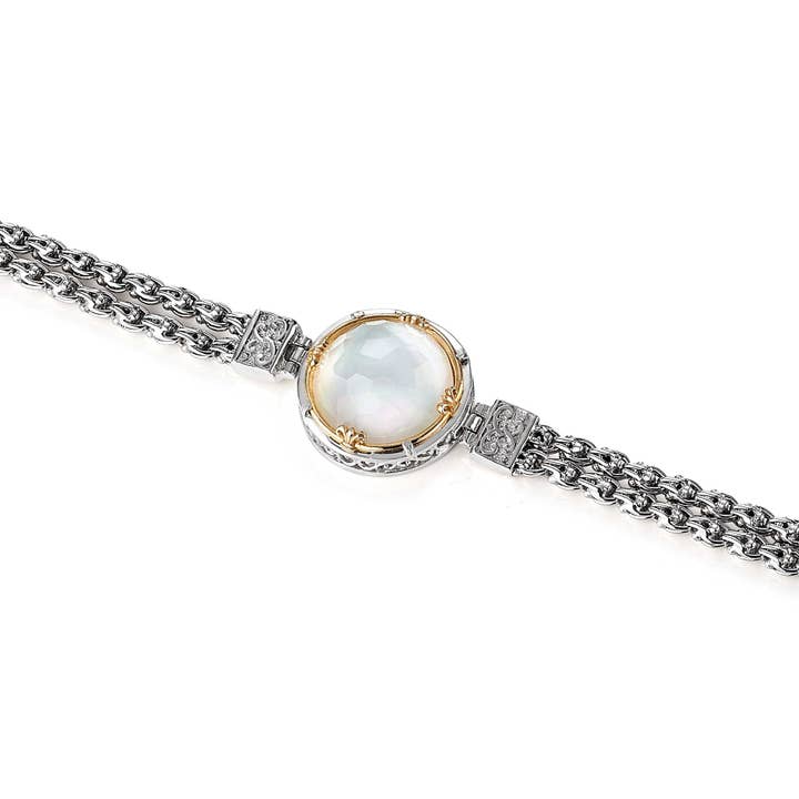 Handgefertigtes Kettenarmband mit Perlmutt-Doublett für den Großhandel von Anatoli Jewelry