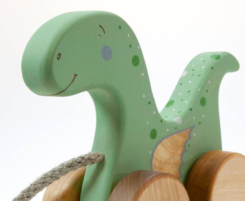 Friendly Toys - Wholesale Wood Toy - Kids - Handcrafted Birch Wood Dinosaur Pull Toy2