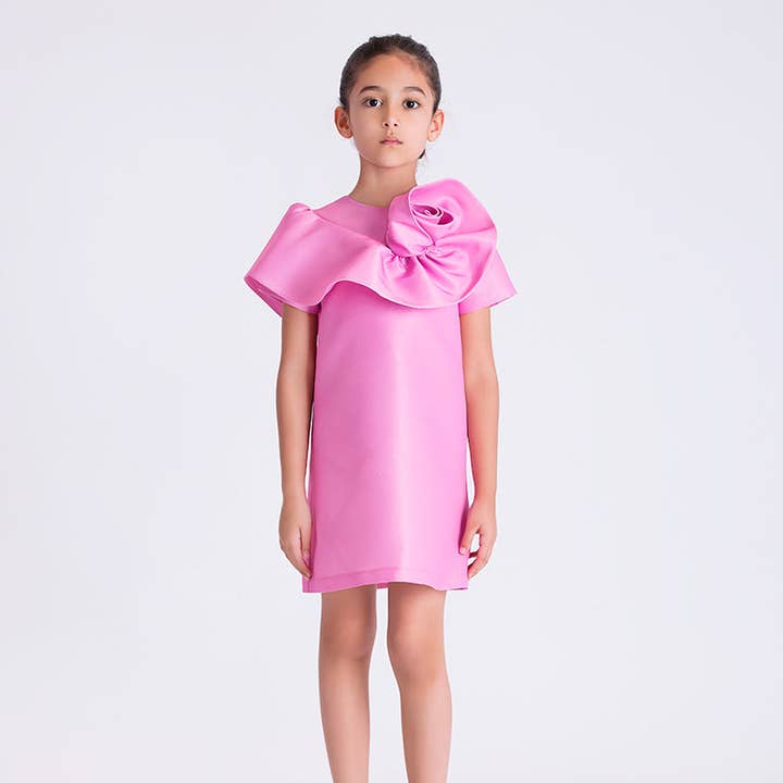 Vestido de Menina com Detalhe de Flor 3D por atacado de Mama Luma