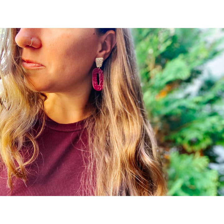 Lauren Likes Art - Wholesale Dangle Earrings - Jewel Tone Vintage Inspired Earring, Wine Polymer Clay Earri8