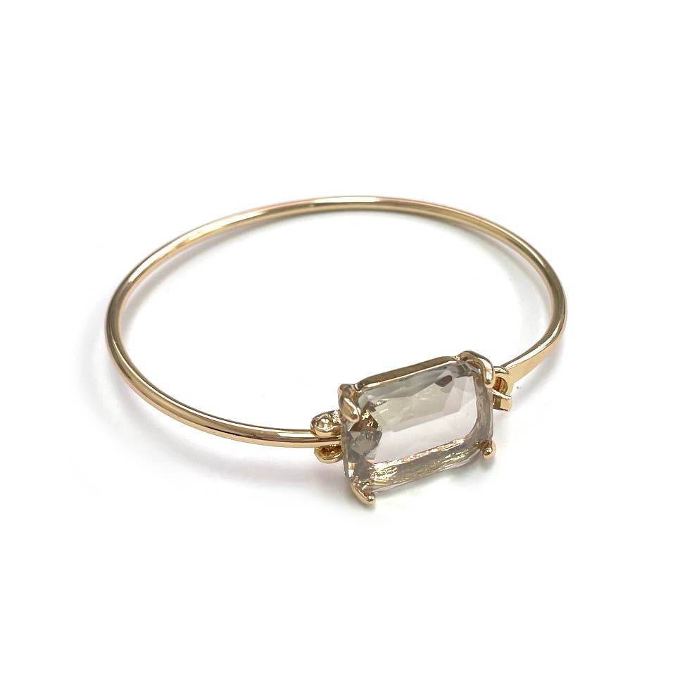 StarryNYC - Venta al por mayor Brazalete - Brazalete de metal rectangular con cristal de vidrio de alta calidad0