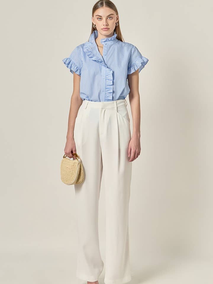 Striped Ruffle Shirt for wholesale by English Factory