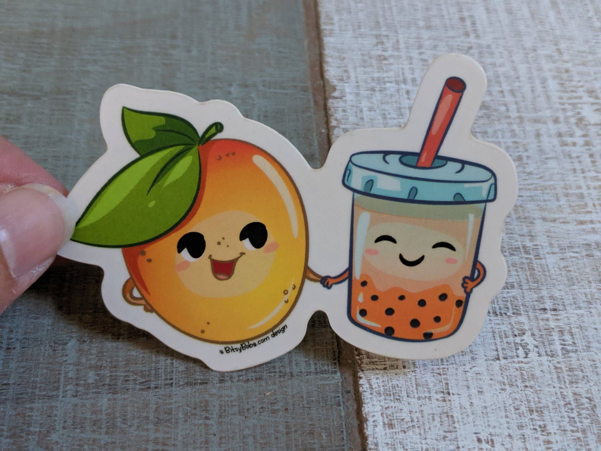 Bitsy Boba - Wholesale Sticker - Mango Bubble Tea Boba Lover Sticker | Mango Boba Tea Sticker4