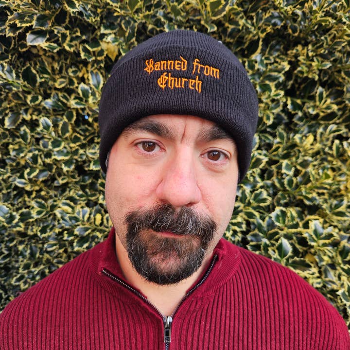 Black Beanie Hat - Banned from Church for wholesale by Minifi's Oddities