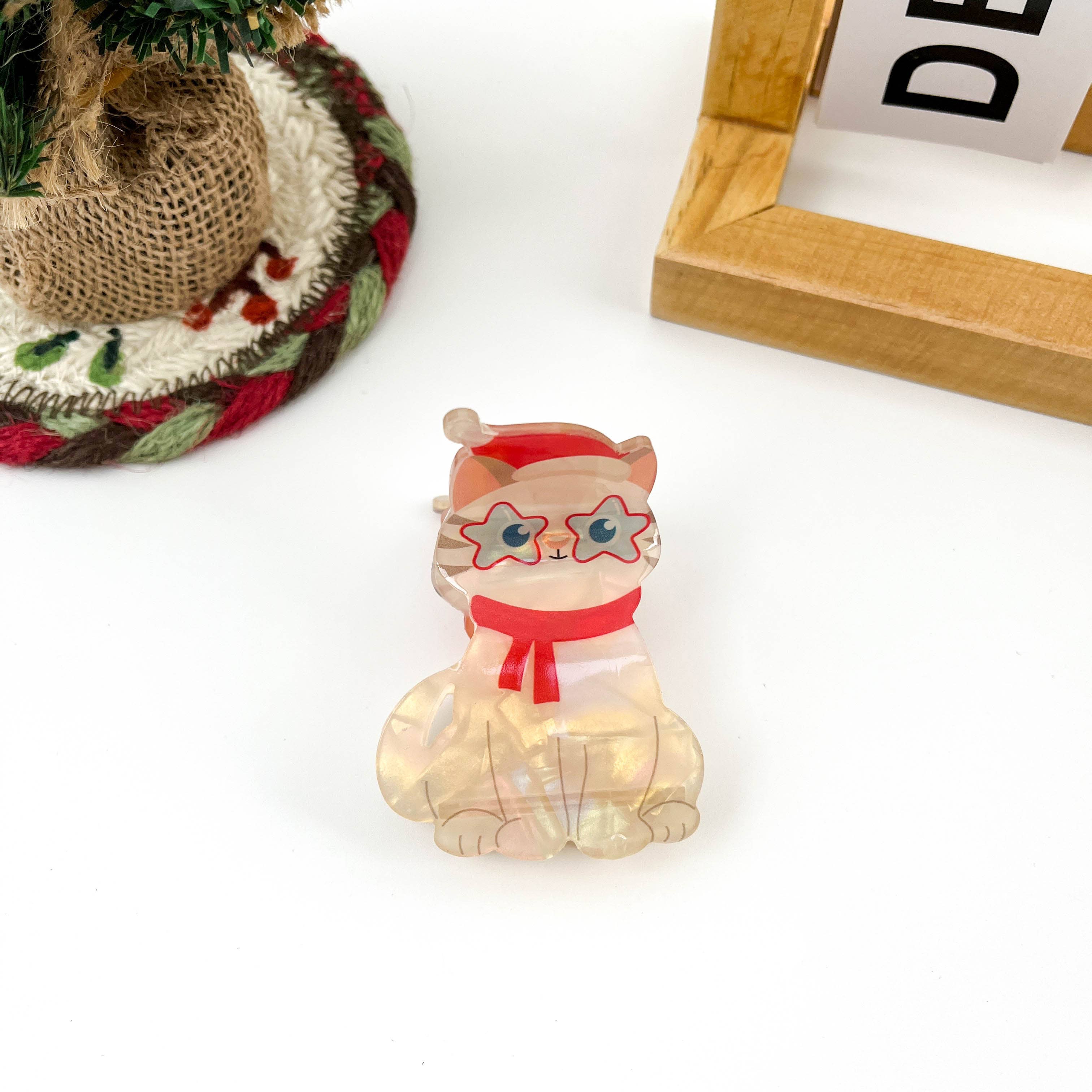 mildstyles - Wholesale Hair Clip - Women's - Winter Scarf Animal Acrylic Printed Christmas Hair Claw Clip6