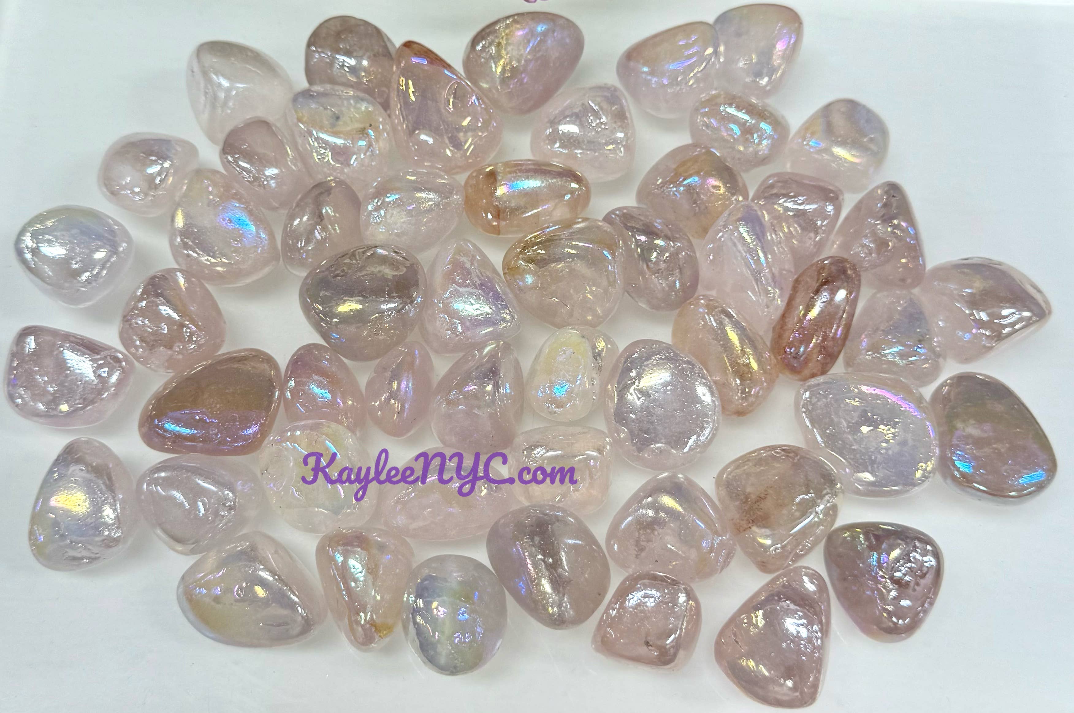 KayleeNYC – wholesale Andlig sten/kristall – Grossistparti 900 g Angel Aura rosenkvarts trumlade kristaller för helande0